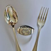 Couverts de naissance art déco et rond de serviette