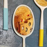 Miroir mural ovale plastique raquette vintage "Blanc"