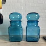 Lots deux bocaux pot lessive vintage ariel rétro apothicaire