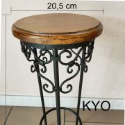 Bout de canapé rond, guéridon, table d'appoint, bois métal