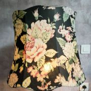 Grande Lampe à poser, abat-jour fleurs, bois tissu