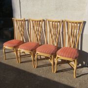 lot de 4 chaises en rotin vintage