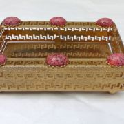 Vide-poches laiton doré et pierres roses