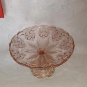 Compotier en verre pressé moulé couleur rosacée