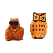 Deux chouettes miniatures artisanat fait main 