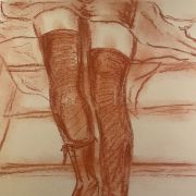 Tableau sanguine portrait féminin « cabaret »