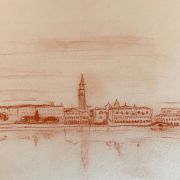 Tableau sanguine  signé vue de Venise 