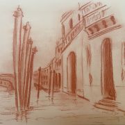 Tableau sanguine signé grand canal Venise