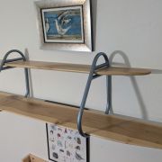 Etagère double tablette bois massif dlg hitier moderniste