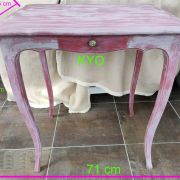 Table décorative rectangulaire bois rose, tiroir central