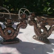 Paire de chandeliers Vallauris noir métallisé 