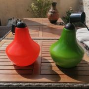 Paire de lustres années 70 vert et orange 