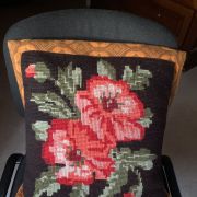 Housse de coussin années 70 en canevas