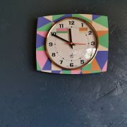 Horloge formica vintage pendule murale silencieuse "Japy"
