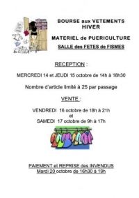 Bourse aux vêtements Hiver et matériel de puériculture Fismes