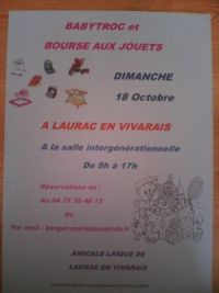 Babytroc et bourse aux jouets à Laurac en Vivarais