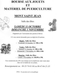 Bourse aux jouets et matériel de puériculture Mont Saint Jean