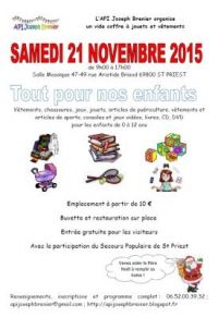 Brocante d'articles pour enfants de l'api joseph brenier Saint Priest