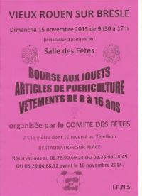 Bourse aux jouets,articles de puériculture,vêtements de 0 à 16 ans Vieux Rouen Sur Bresle