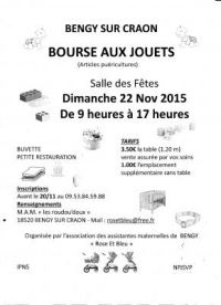 Bourse aux jouets et articles de puériculture Bengy Sur Craon
