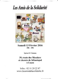 Grand bric-à-brac mensuel des amis de la solidarité et spécial saint-valentin de Luçon