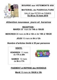 Bourse aux vêtements et matériel de puériculture de Fismes