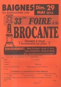 33ème Foire a la Brocante Baignes Sainte Radegonde