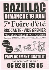 7e Foire d'été, Brocante-vide Grenier, pro et Particuliers Bazillac