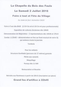 Foire à tout et Fête du Village La Chapelle Du Bois Des Faulx