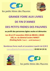 Grande foire aux livres de fin d'année des Petits Frères des Pauvres