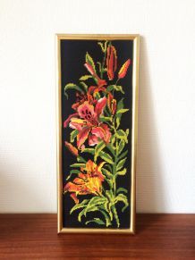 Cadre vintage canevas fleurs 