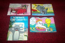 lot de 4 cartes postales humouristiques neuves période 1980 