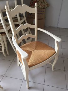 Lot de 6 chaises et 2 fauteuils provençaux 