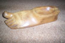 original cendrier pied en bois sculpté 