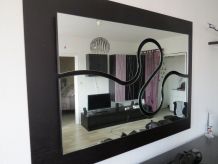 Miroir - Design Wave laque Noir et Parme