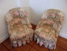 Paire de Fauteuil crapaud fleuri