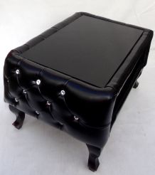 Table Basse Chesterfield Vintage aspect Cuir noir