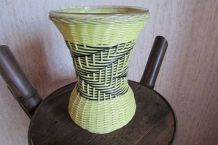 Vase verre tressé de scoubidou, année 50