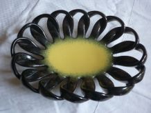 Corbeille en ceramique tressee noire et jaune