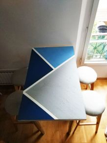 Table haute bar DIY custom style loft +4 tabourets