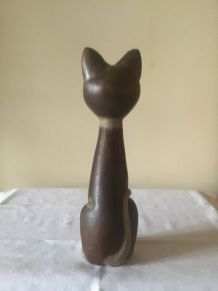 Statuette chat bois 