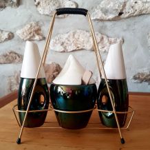Ensemble saliere poivriere et pot à moutarde vintage