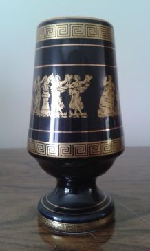Verre / mazagran / vase noir et or.