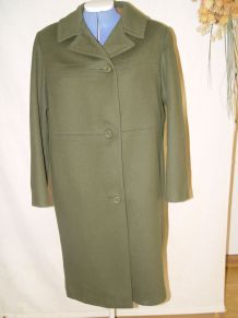 Manteau vintage de laine vert mousse taille 42/44