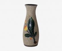 Vase grès décor floral