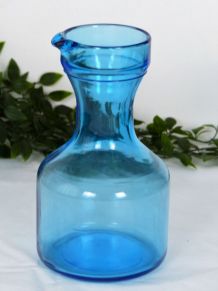 Broc à eau pichet en verre bleu