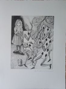 Gravure signée G. GIANNINI Alice au Pays des Merveilles