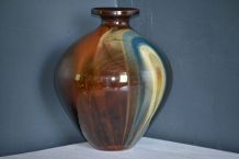 Vase boule en céramique vernie 1970