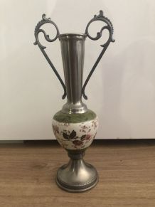 Vase étain et porcelaine 