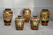 Lot de 5 petits vases Satsuma 9 et 12 cm